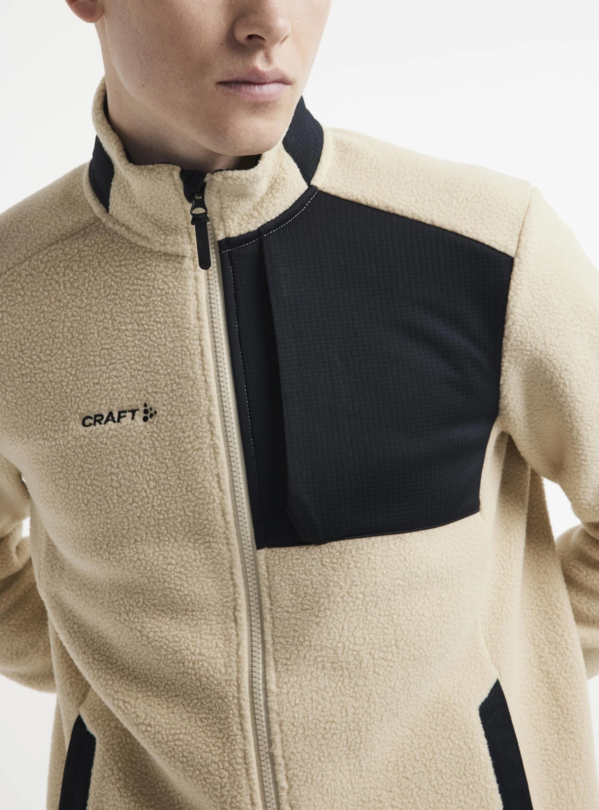 Men's ADV Explore Pile Fleece Jacket - Ecru/Black - Image 3