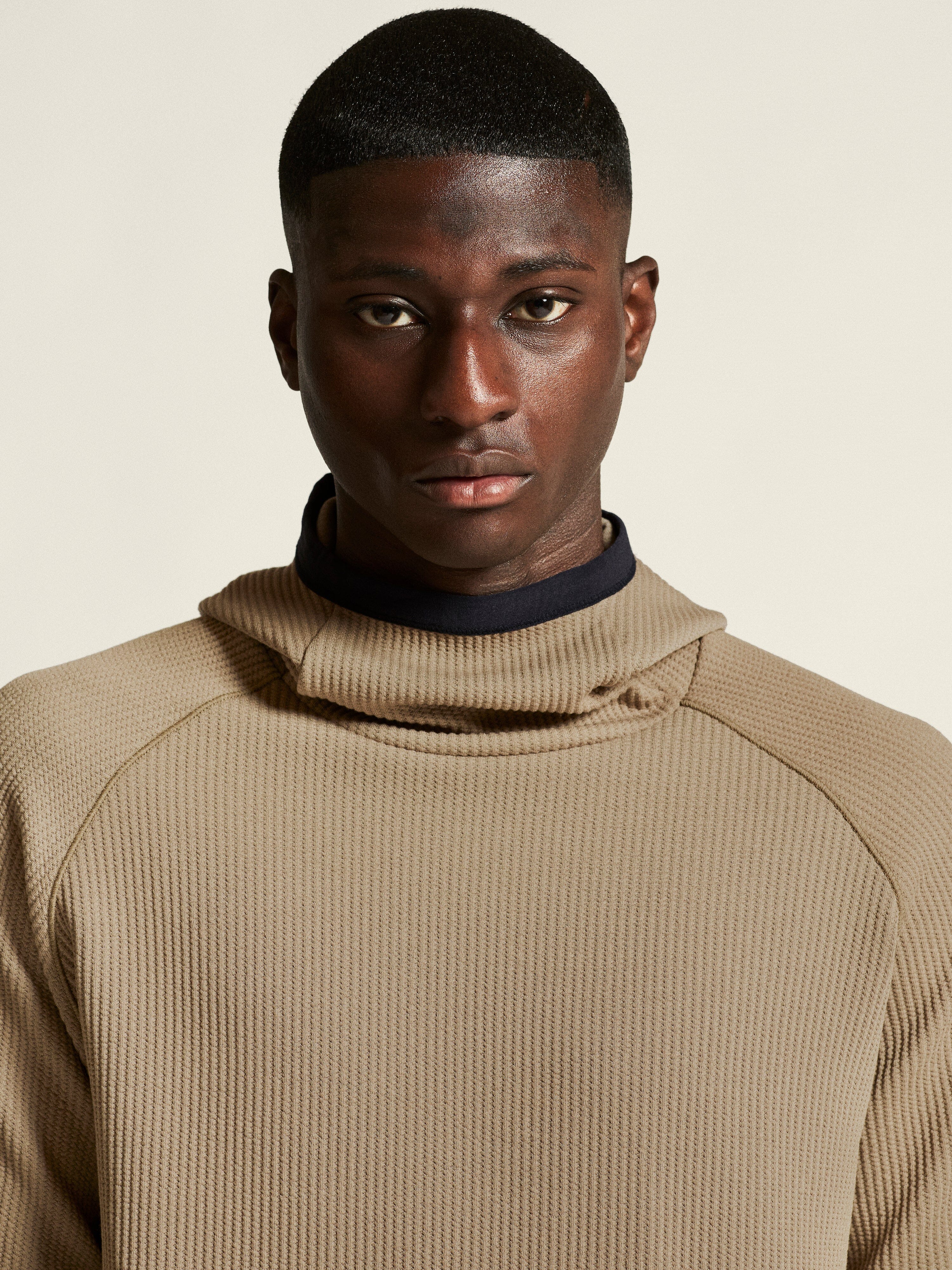 Men's Grid Hood - Taupe - Image 3