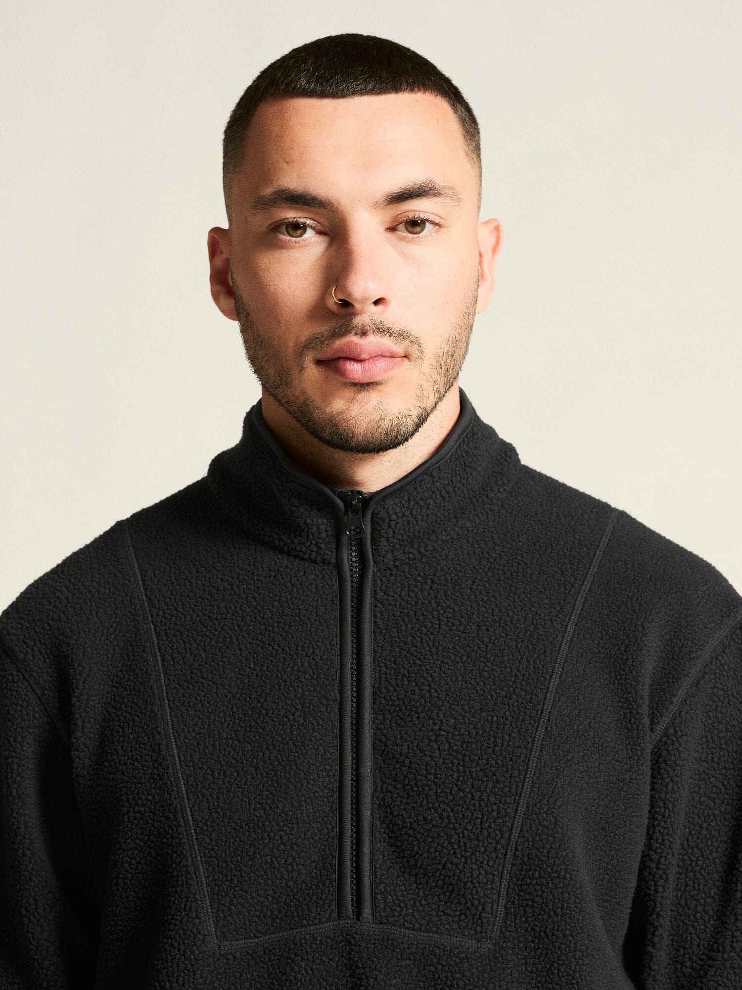 Men's Join Pile Fleece Half-Zip - Black - Image 3