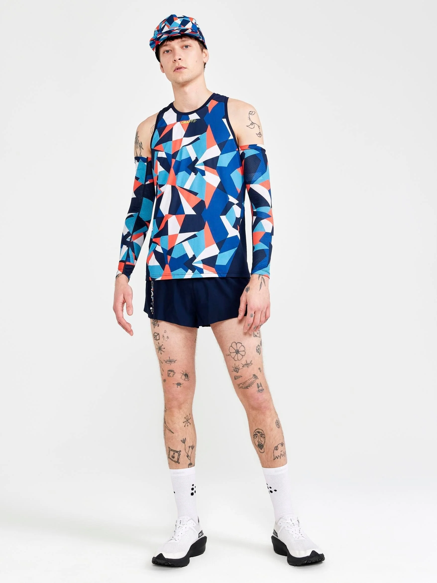 Men's Pro Dazzle Camo Running Singlet - BLAZE/P DAZZLE CAMO - Image 6