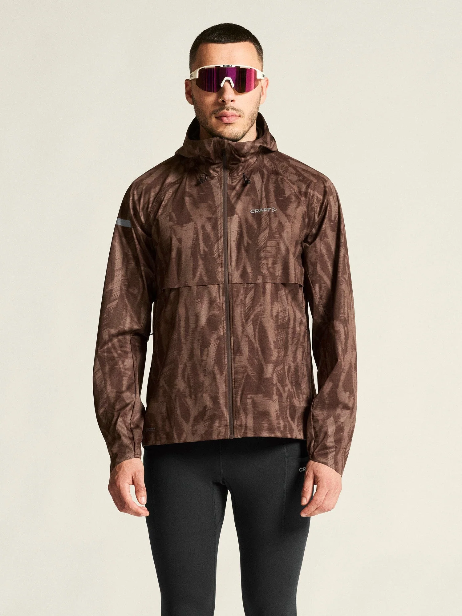 Men's Pro Hydro Running Jacket 3 - Prune/Multi - Image 2