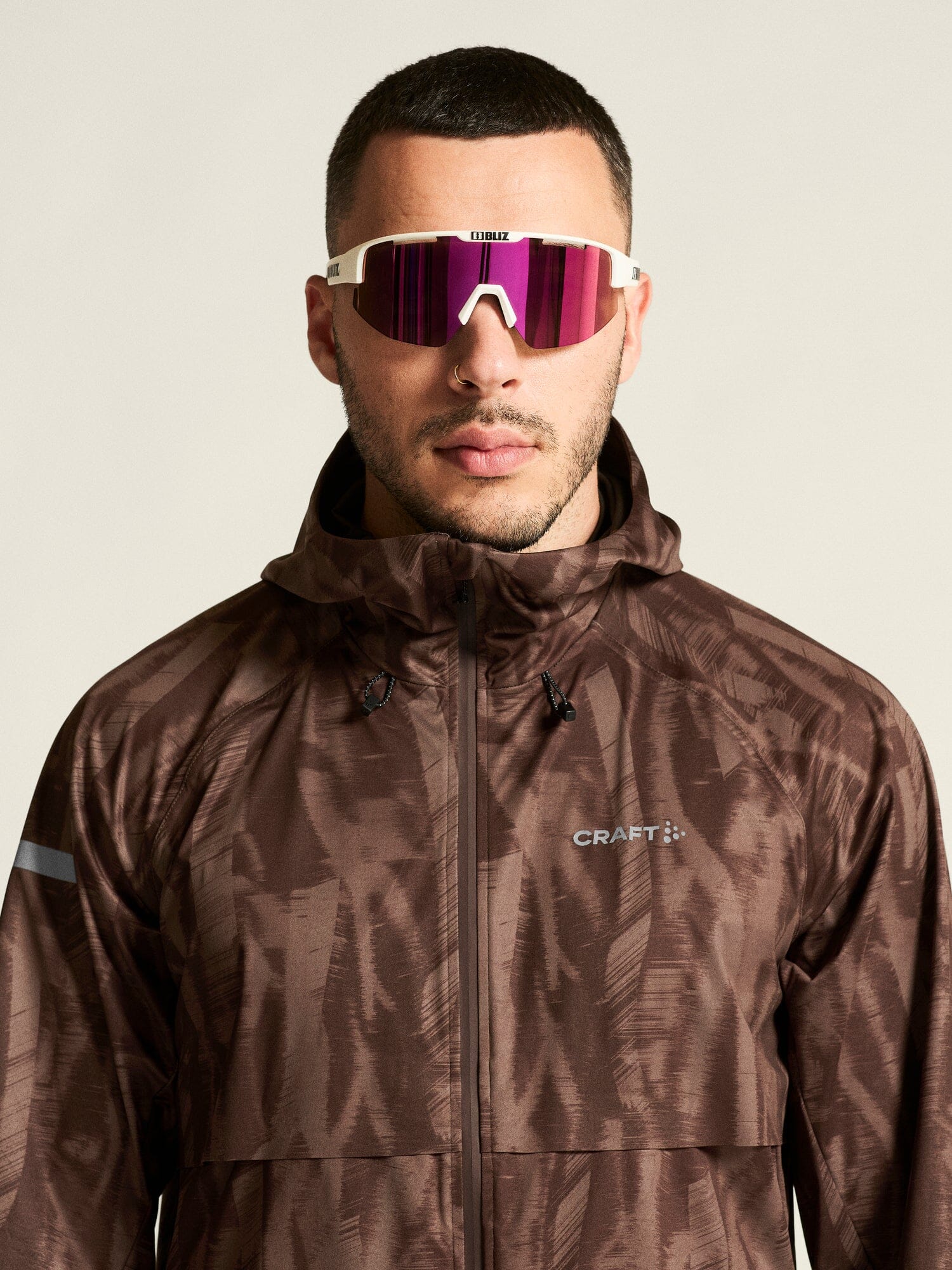 Men's Pro Hydro Running Jacket 3 - Prune/Multi - Image 3