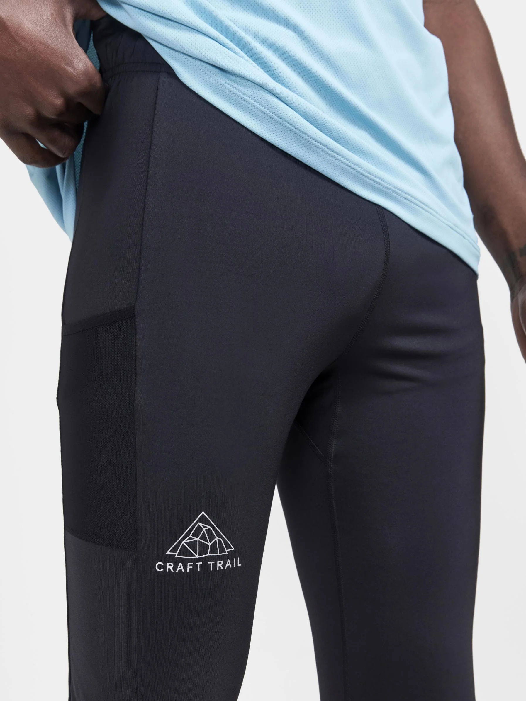 Men's Pro Trail Running Tights - Black - Image 3