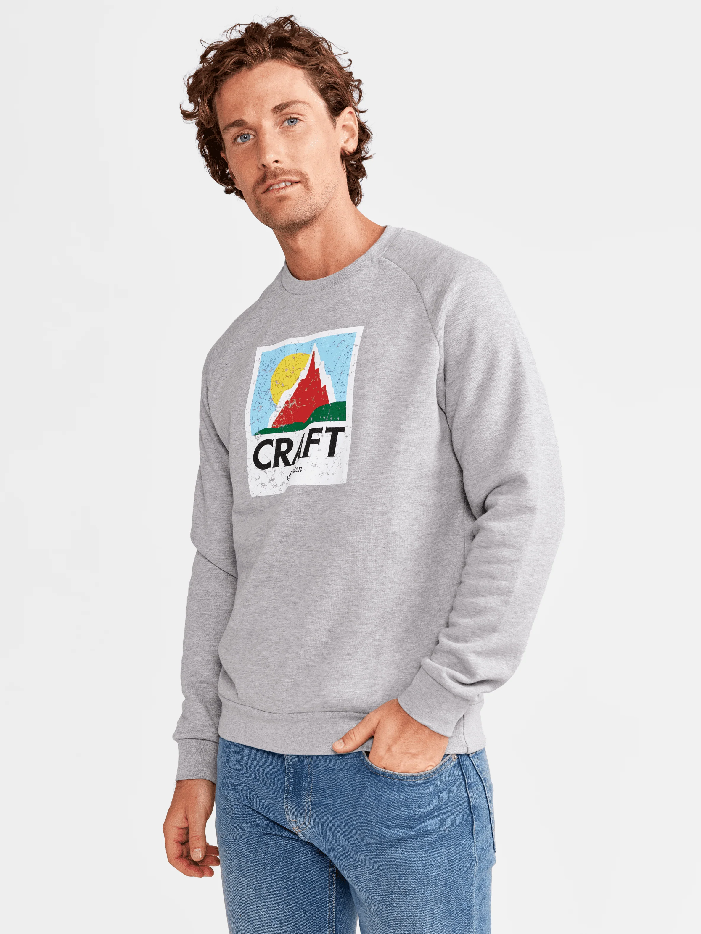 Men's Retro Crewneck - GREY MELANGE - Image 2