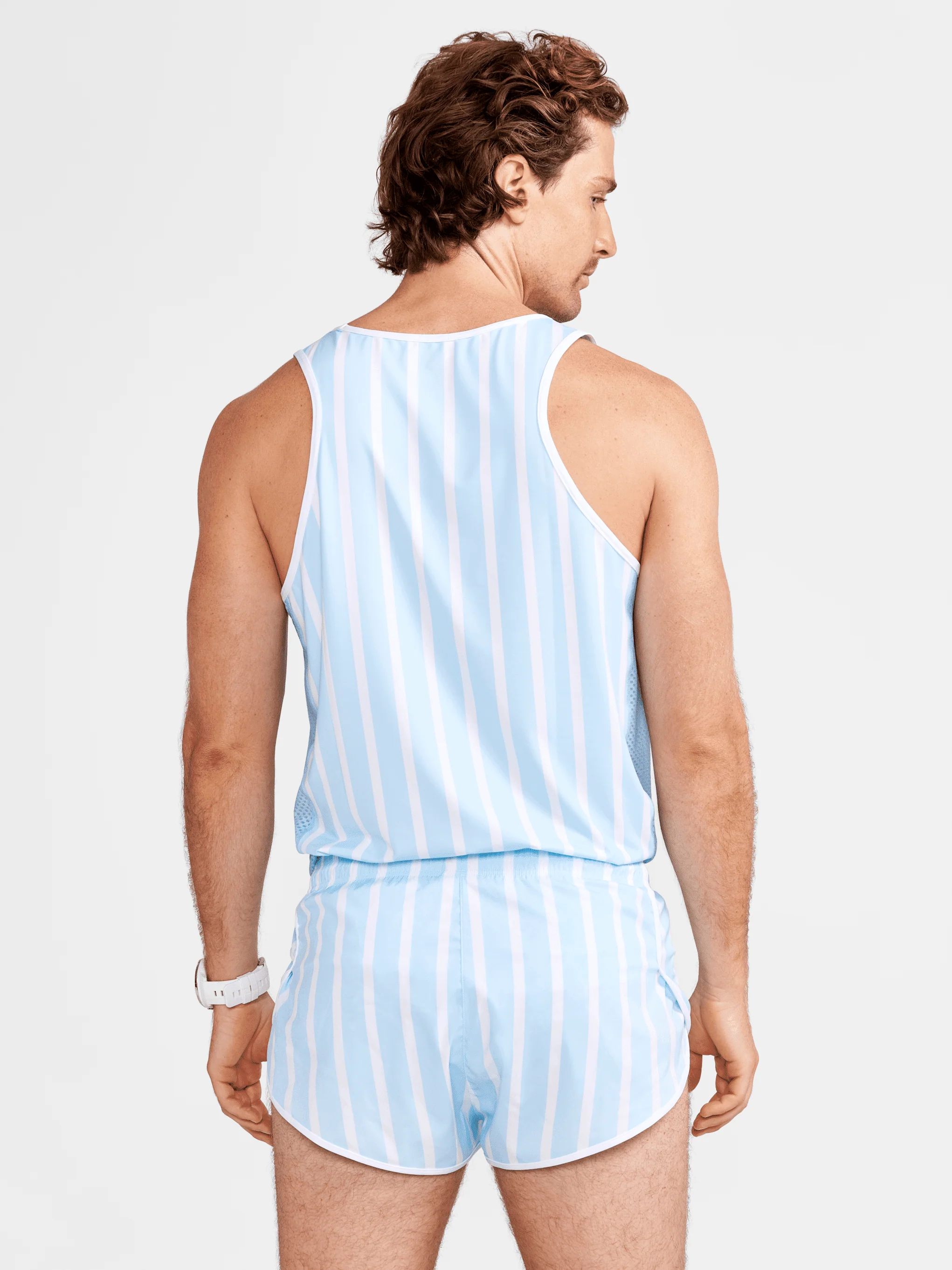Men's Retro Elite Custom Singlet - AQUA/WHITE - Image 2