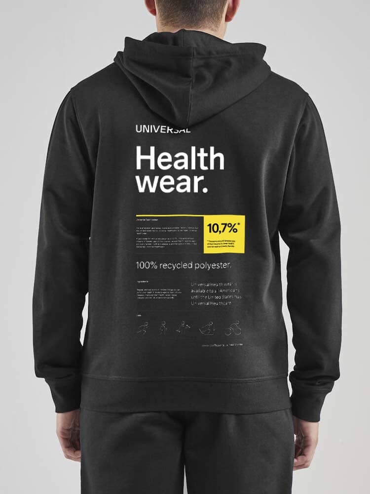 Men's Universal Healthwear Full Zip Hoody - Black - Image 2
