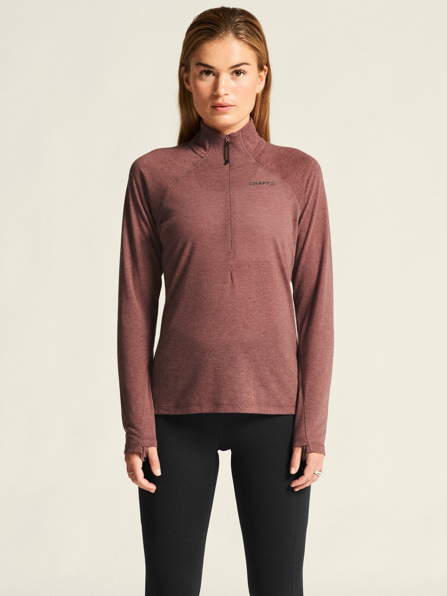 Women's ADV SubZ Wool Longsleeve Tee 3 - Rose Brown/Melange - Image 2