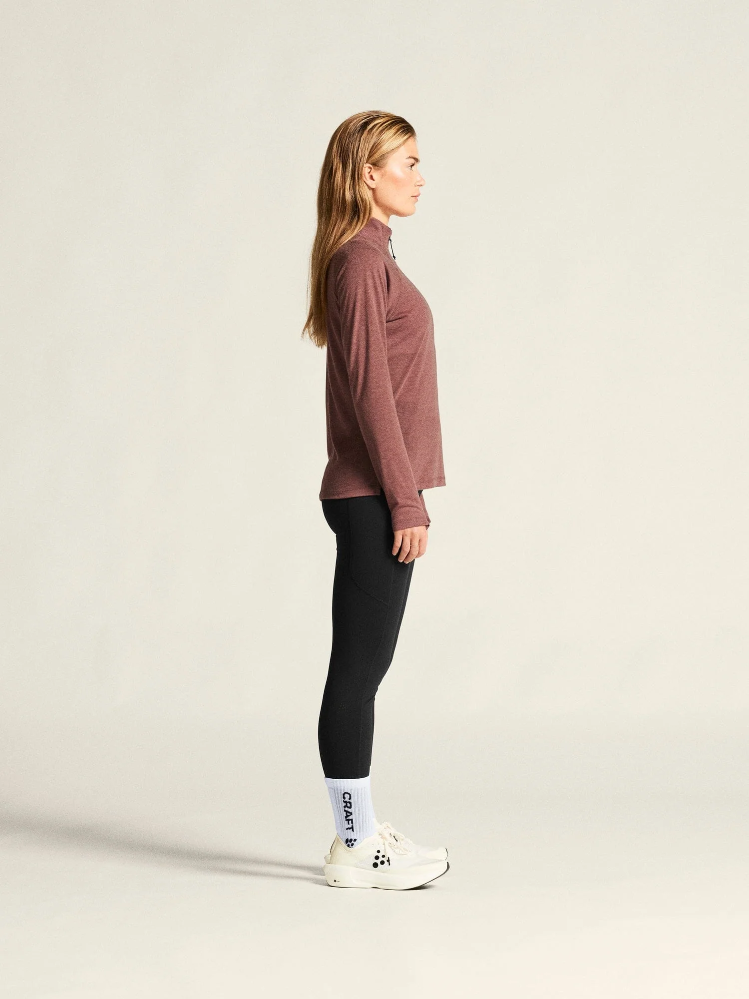 Women's ADV SubZ Wool Longsleeve Tee 3 - Rose Brown/Melange - Image 6