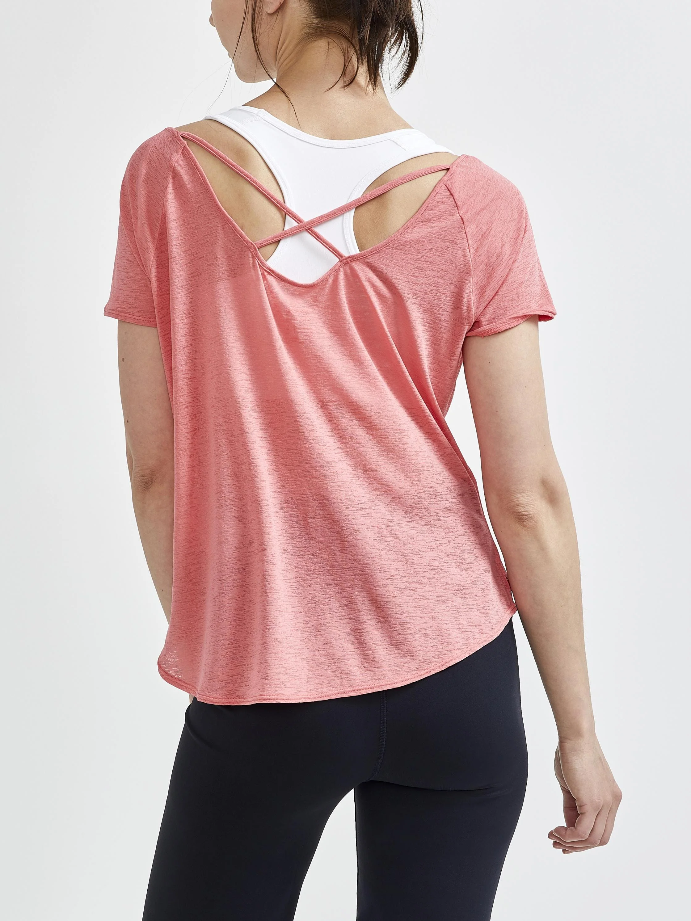 Women's Core Charge Cross Back Tee - CORAL - Image 2