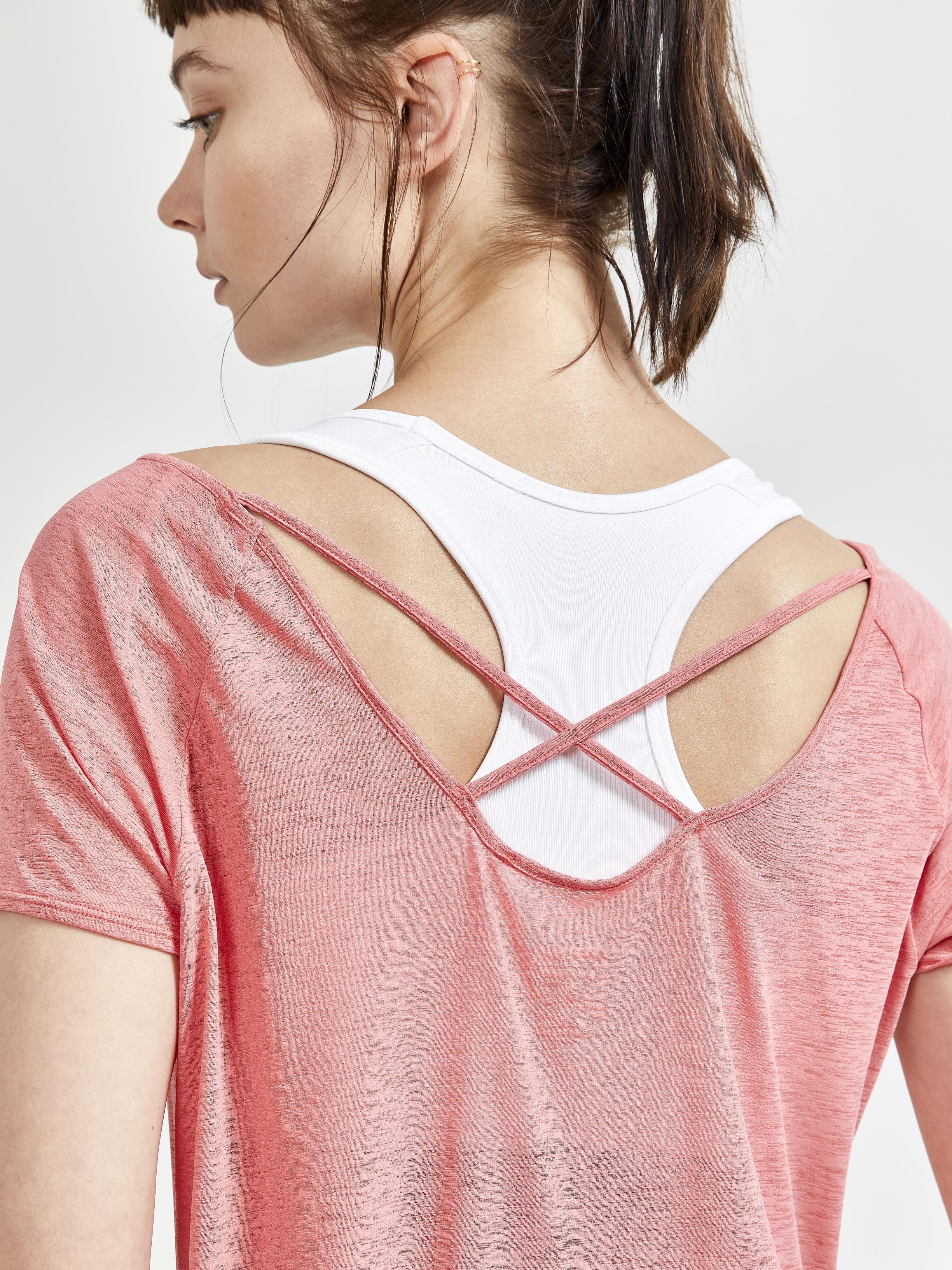 Women's Core Charge Cross Back Tee - CORAL - Image 4
