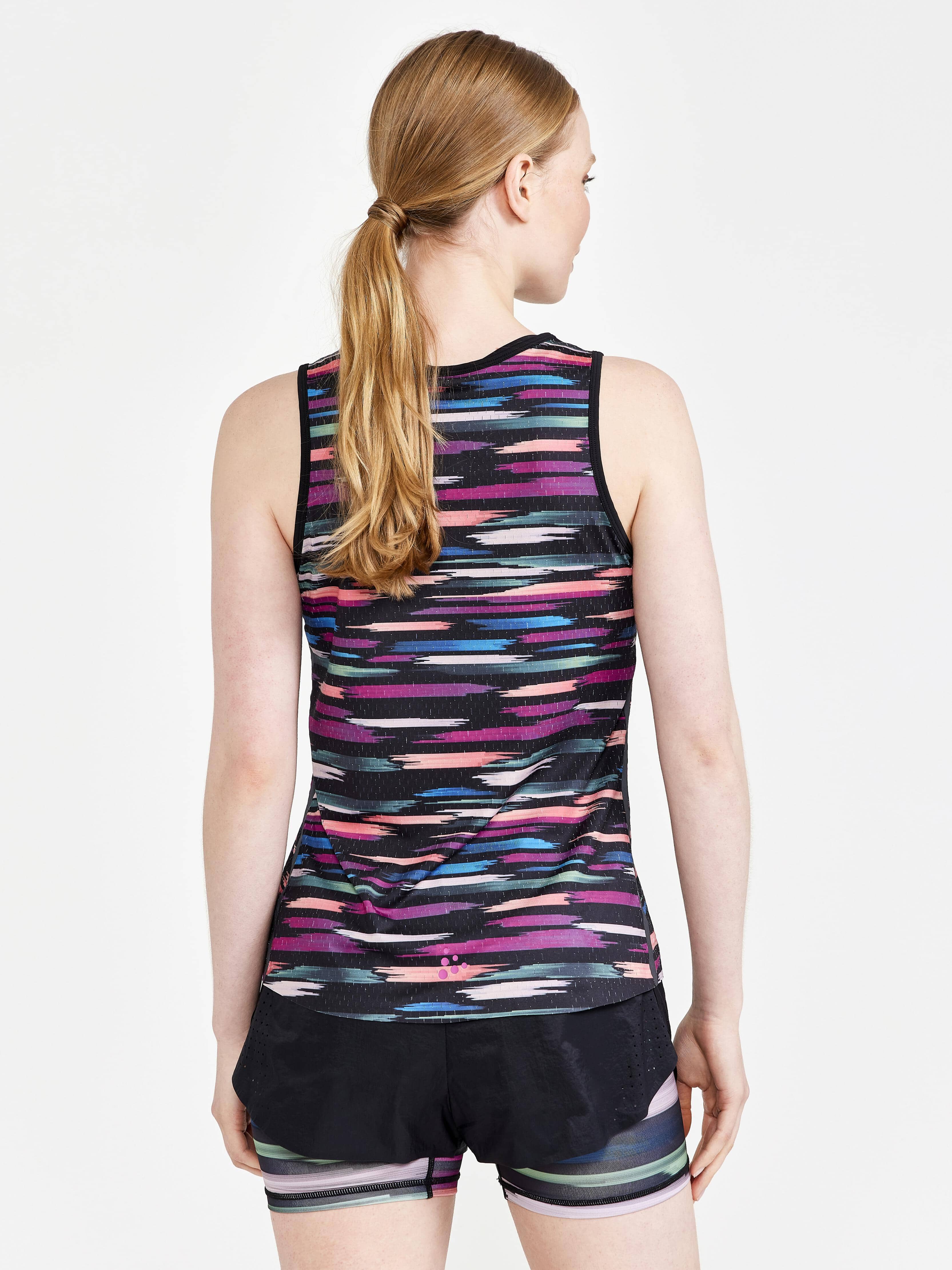 Women's CTM Distance Warp Mesh Running Singlet - MULTI-ROXO - Image 3