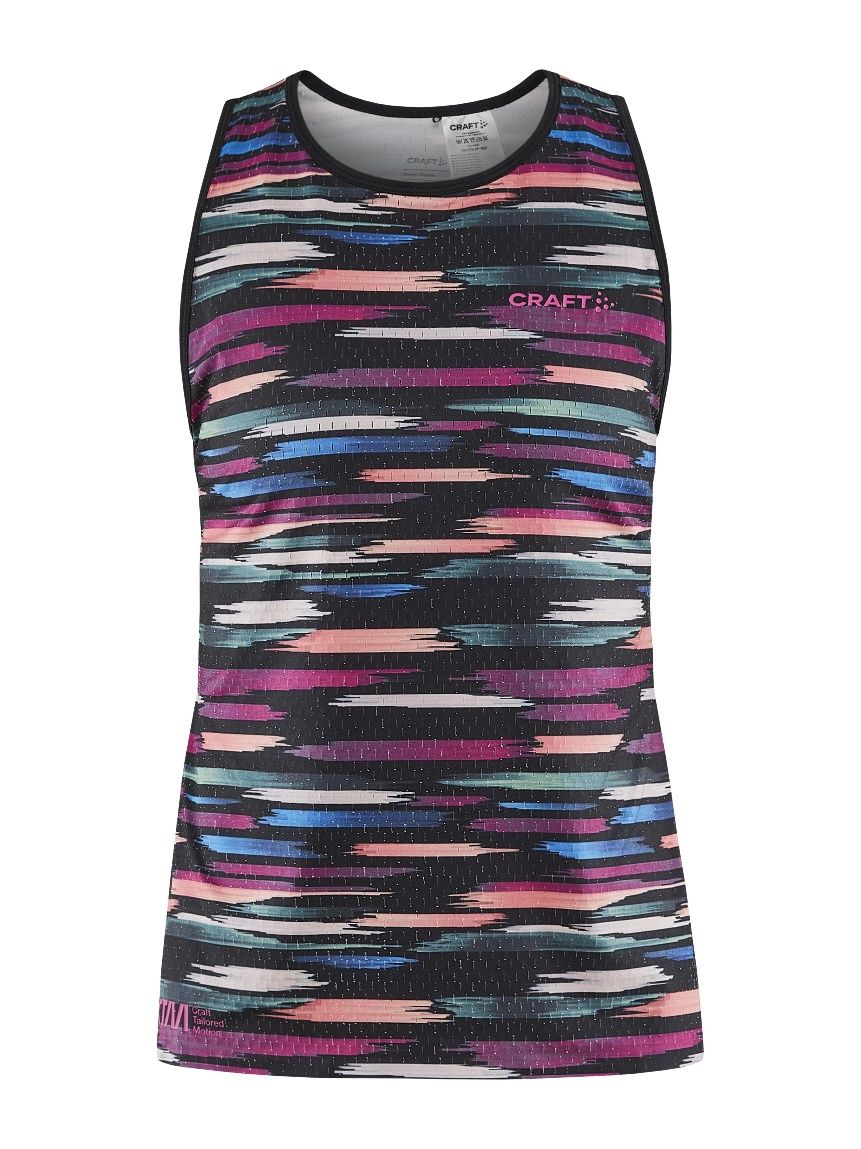Women's CTM Distance Warp Mesh Running Singlet - MULTI-ROXO - Image 5