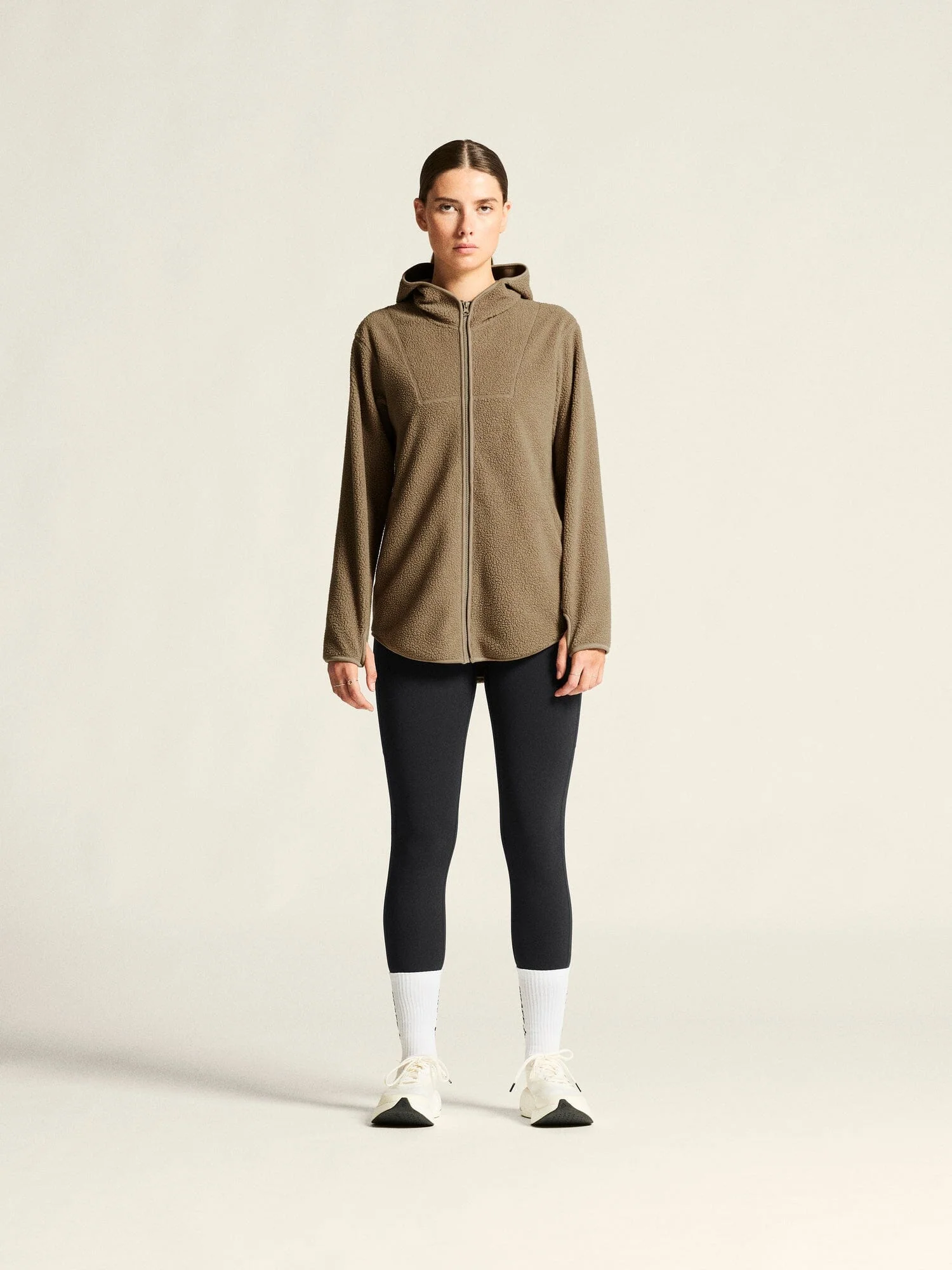 Women's Join Pile Fleece Full-Zip Hood - Taupe