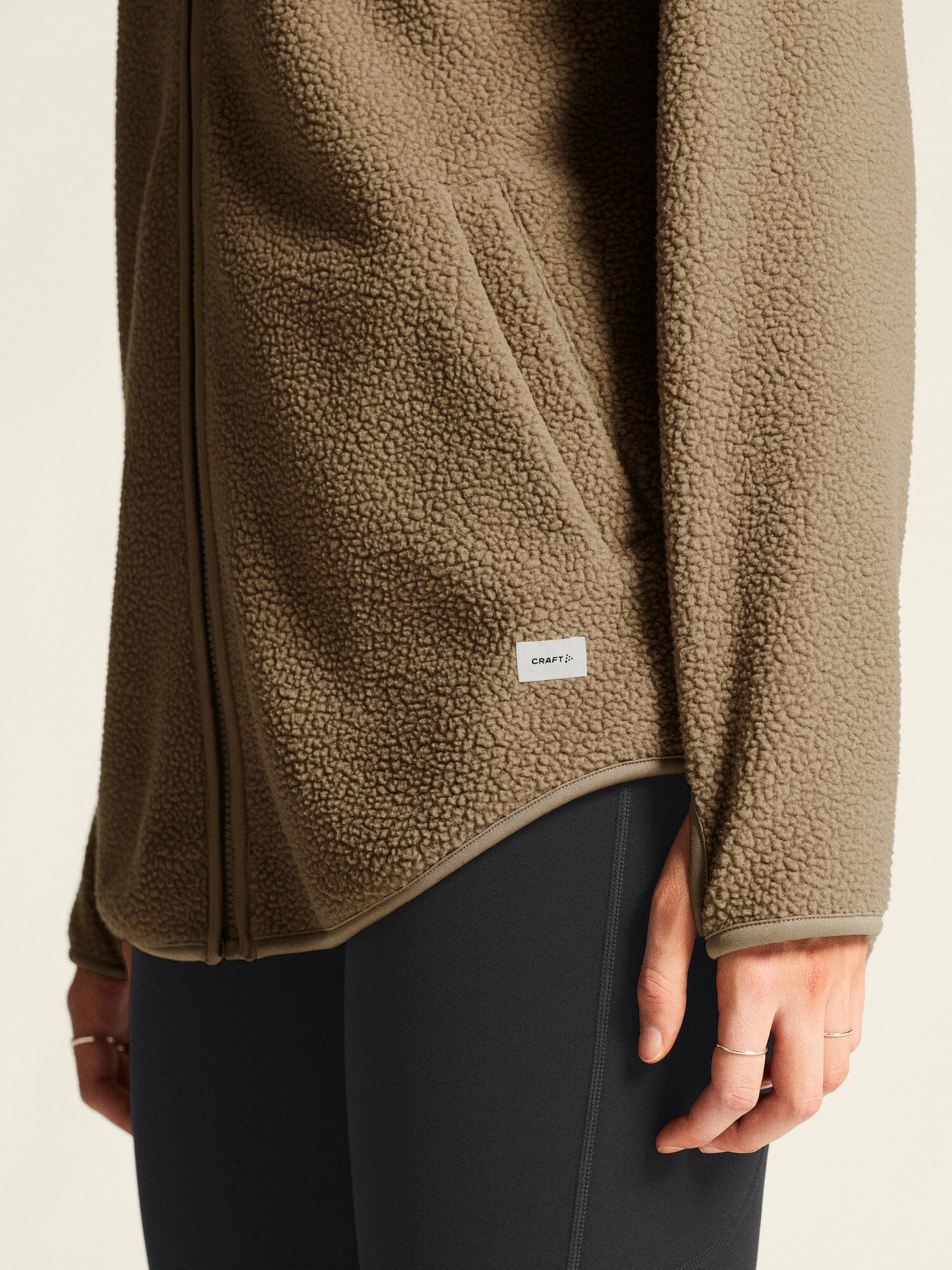 Women's Join Pile Fleece Full-Zip Hood - Taupe - Image 4