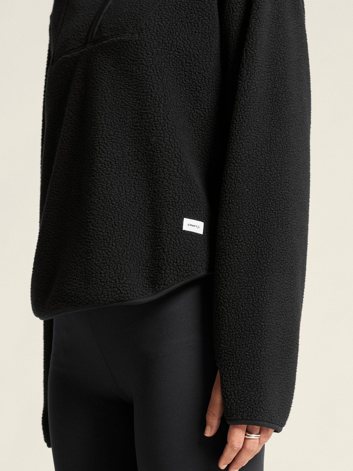 Women's Join Pile Fleece Half-Zip - Black - Image 3