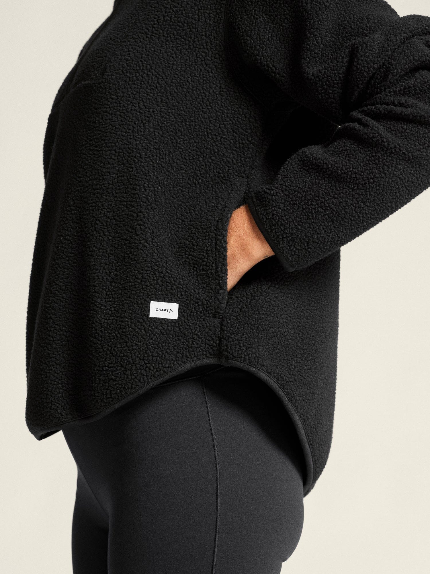 Women's Join Pile Fleece Half-Zip - Black - Image 4