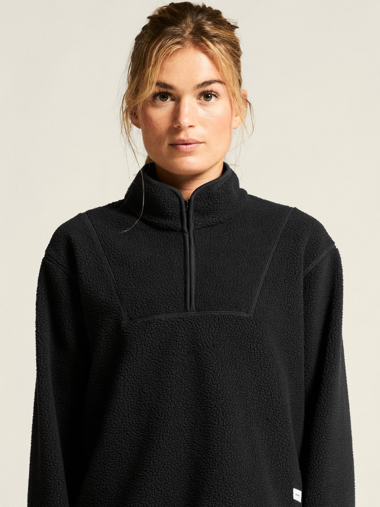 Women's Join Pile Fleece Half-Zip - Black - Image 5