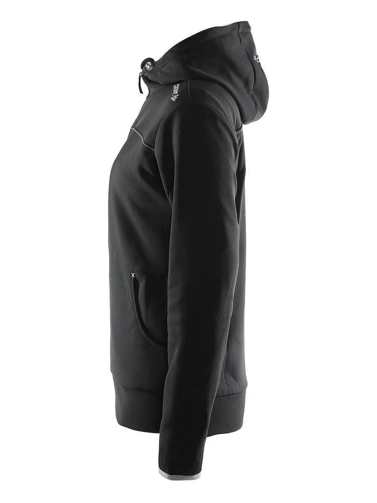 Women's Leisure Full Zip Hood - BLACK/PLATINUM - Image 2