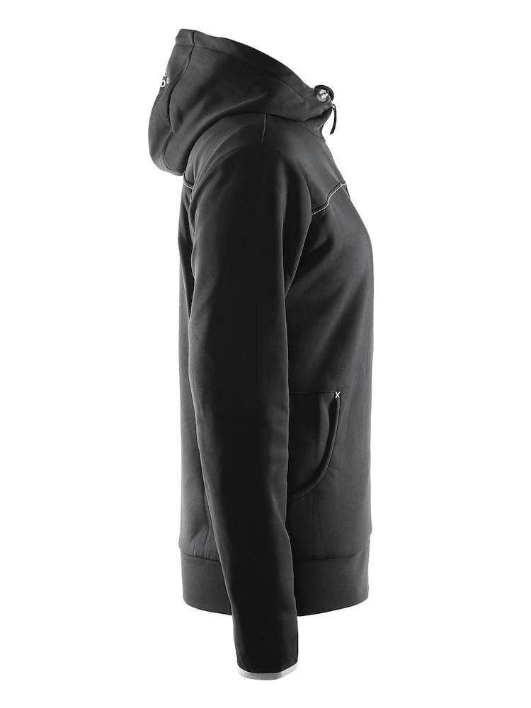 Women's Leisure Full Zip Hood - BLACK/PLATINUM - Image 3