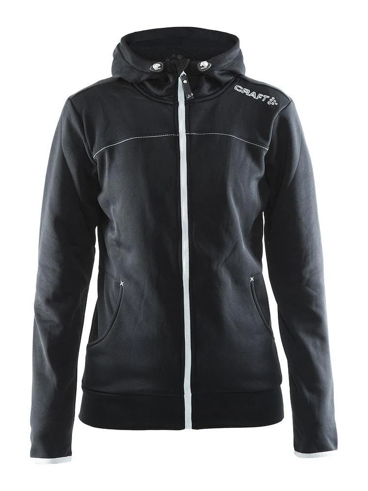 Women's Leisure Full Zip Hood - BLACK/PLATINUM - Image 4