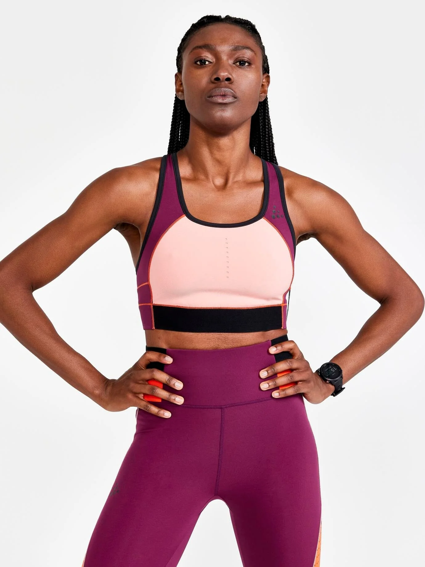Women's Pro Charge Blocked Training Sport Top - BURGUNDY-BLEIKUR