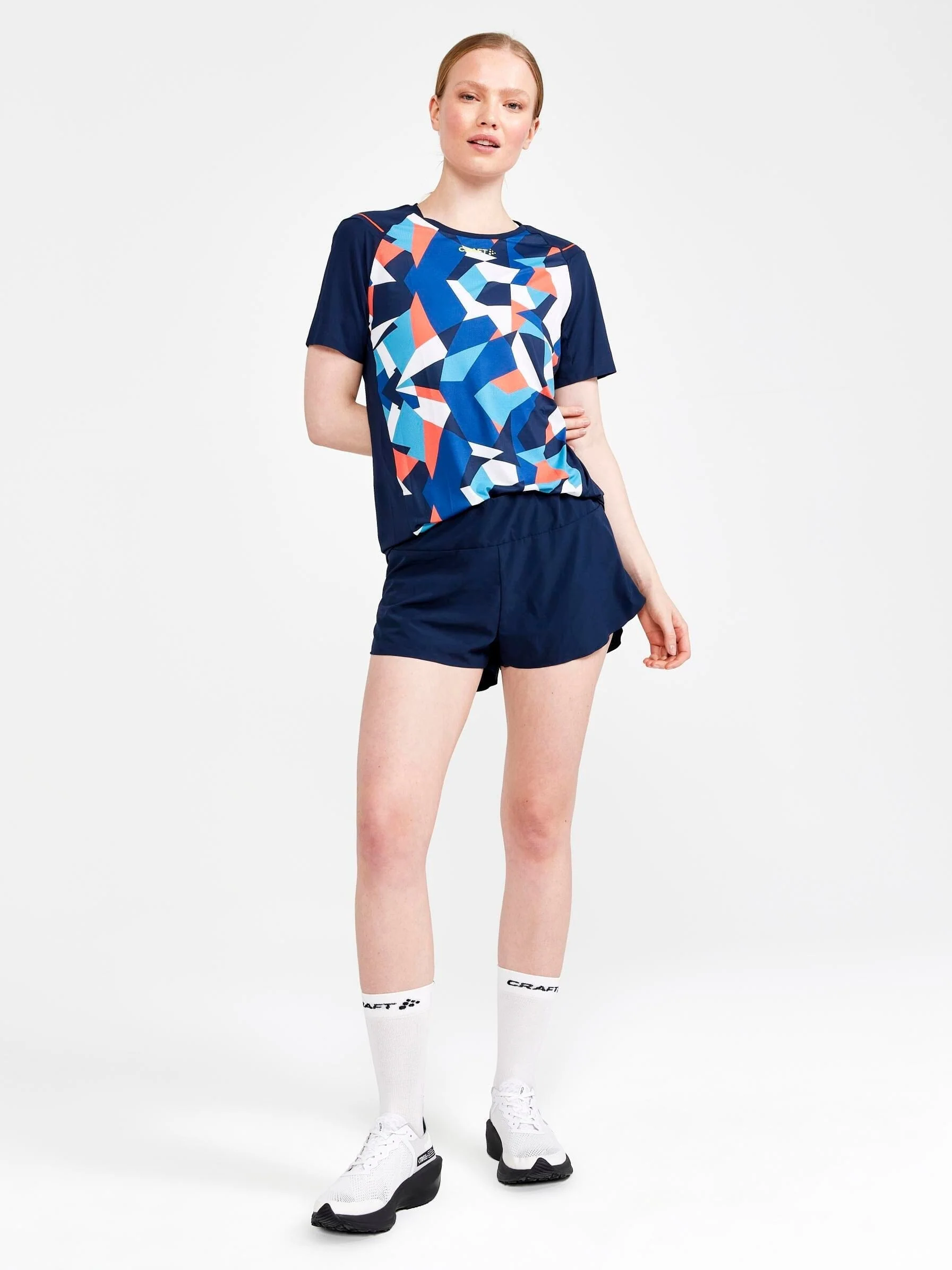 Women's Pro Dazzle Camo Running Tee - BLAZE/P DAZZLE CAMO - Image 4