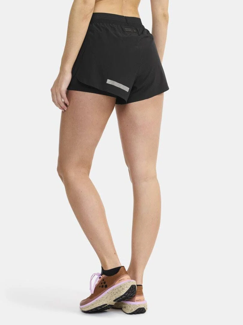 Women's Pro Hypervent Running Split Shorts 2 - Black - Image 2