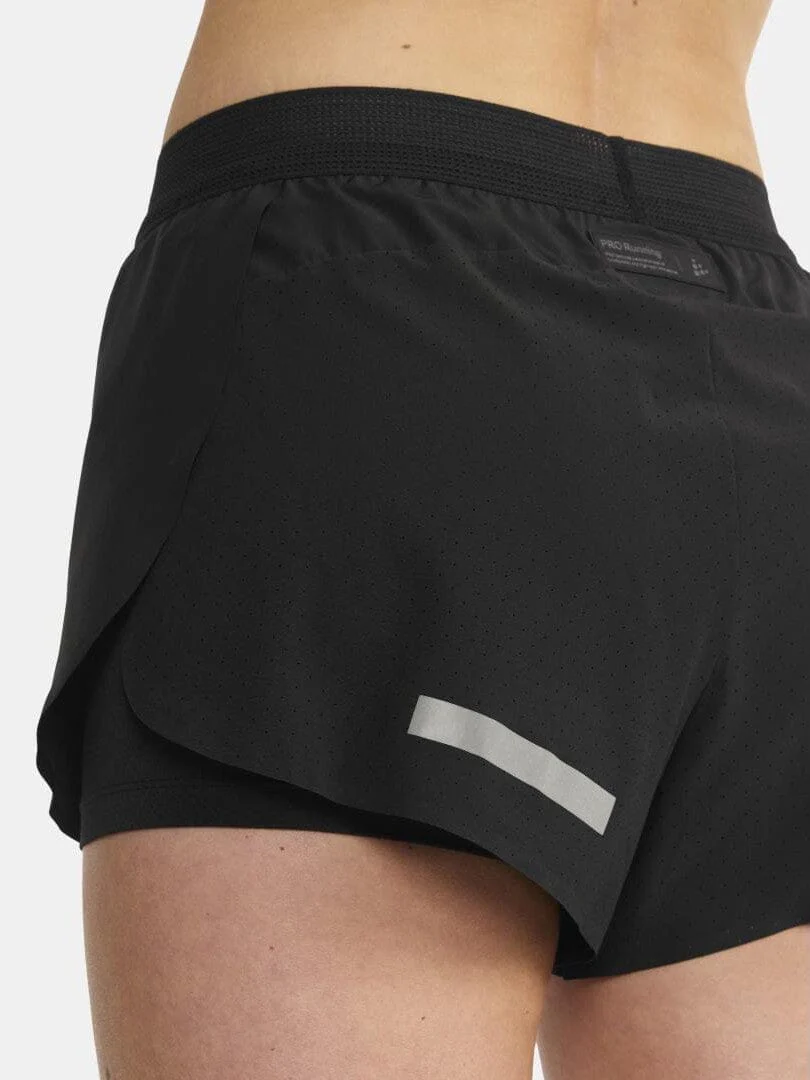 Women's Pro Hypervent Running Split Shorts 2 - Black - Image 4