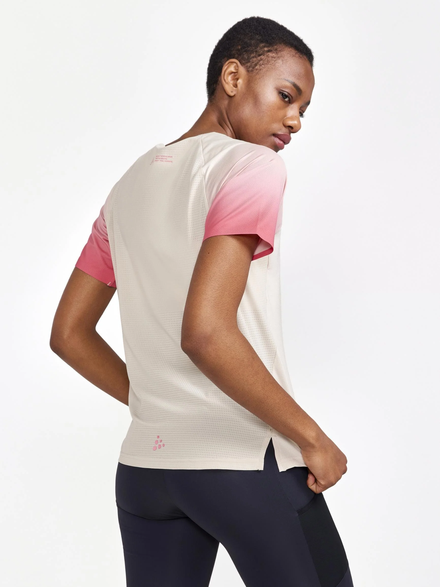 Women's Pro Trail Running Short Sleeve Tee - ECRU-MULTI - Image 2