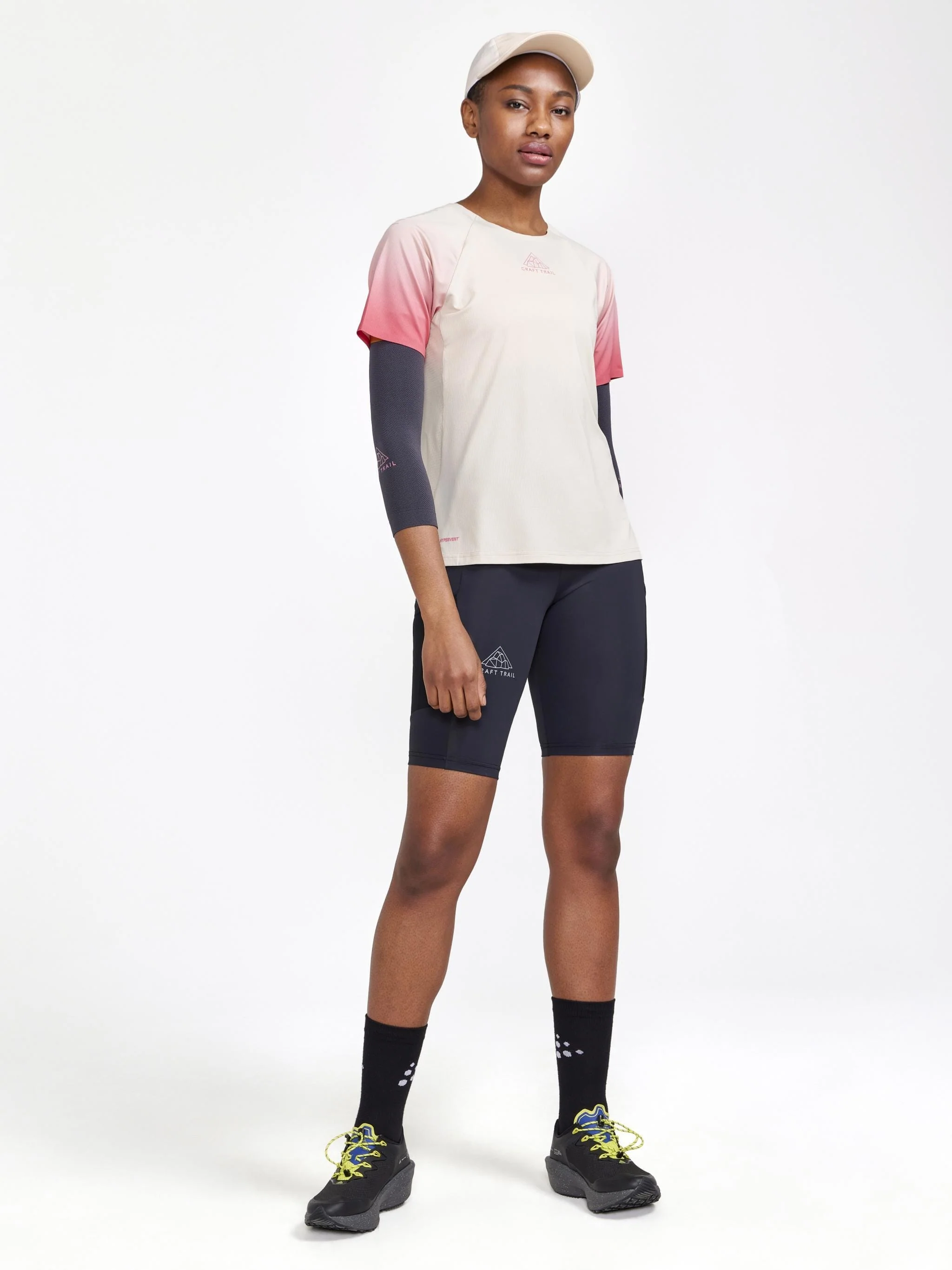 Women's Pro Trail Running Short Sleeve Tee - ECRU-MULTI - Image 5