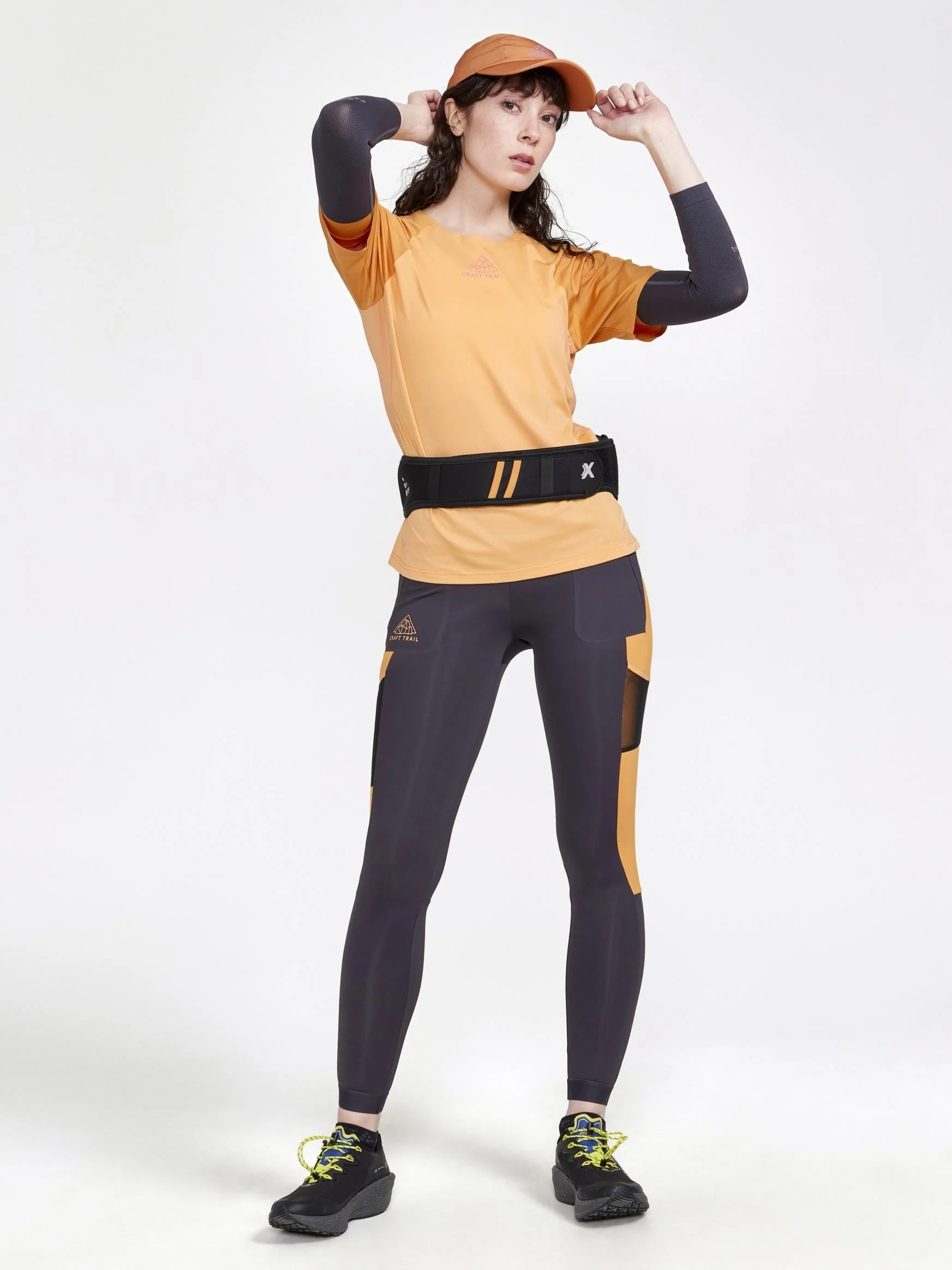 Women's Pro Trail Running Short Sleeve Tee - PEACH-DESERT - Image 6