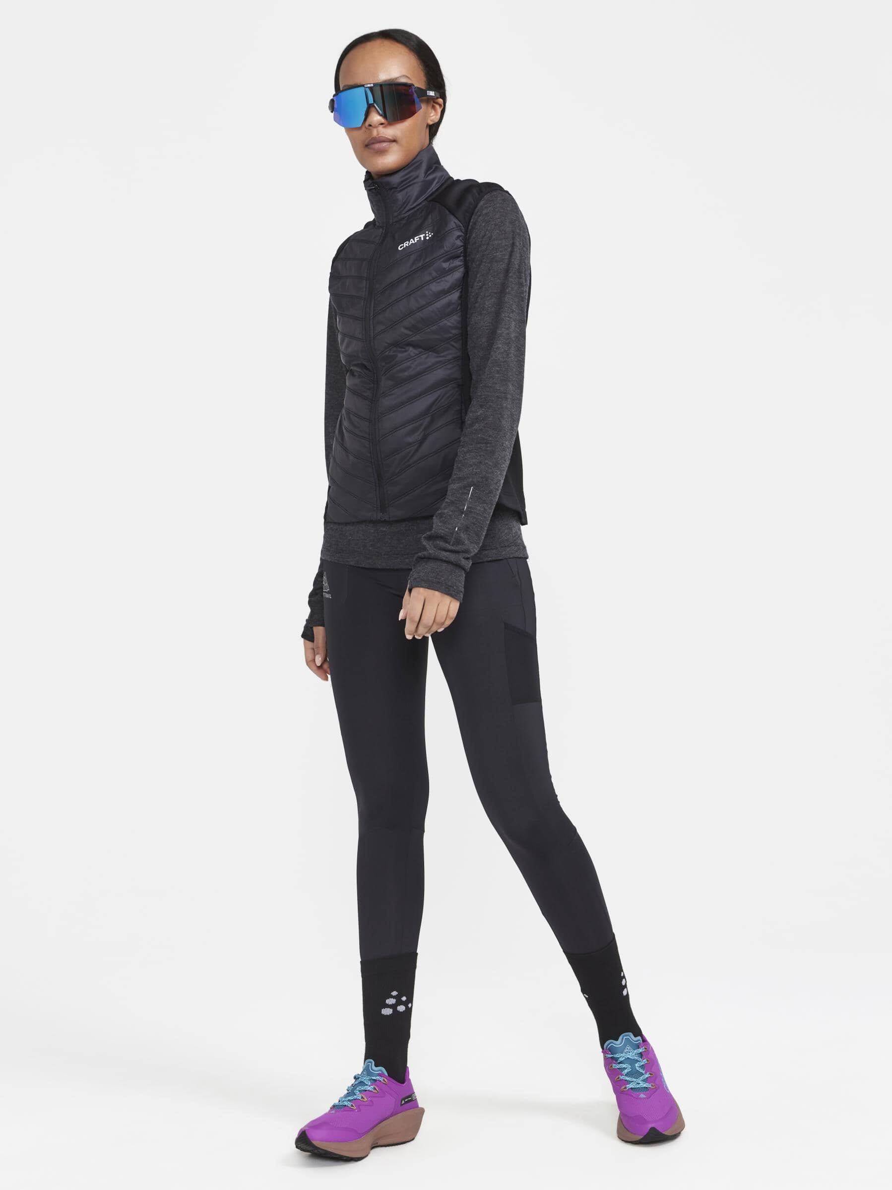 Women's Pro Trail Running Tights - Black - Image 3