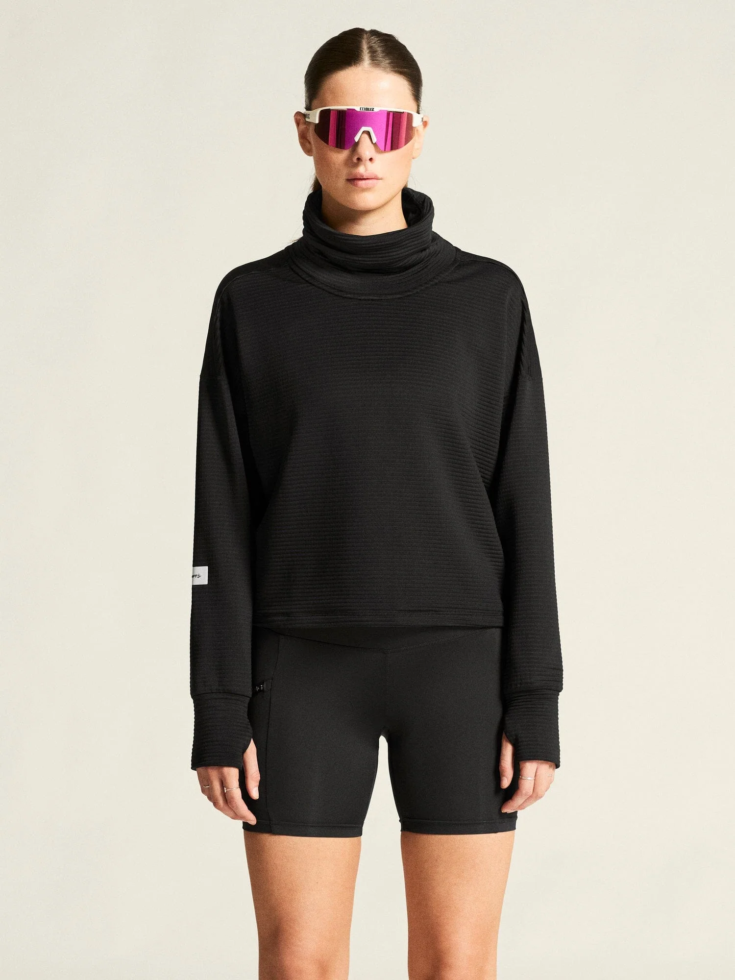 Women's SubZ Funnelneck Running Jersey - Black - Image 2