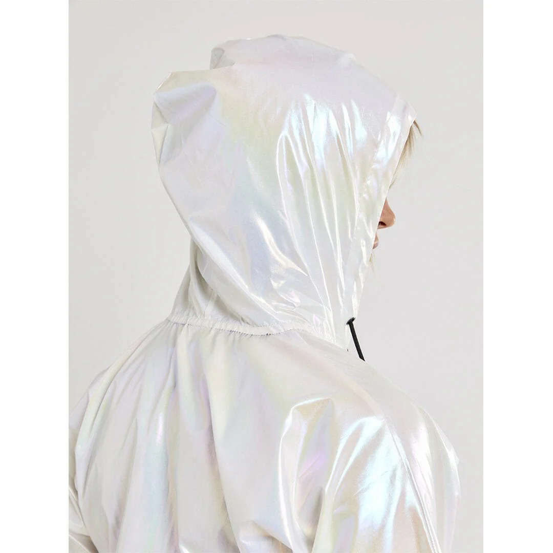 Women's Untmd Shiny Hood Training Jacket - SILVER - Image 3