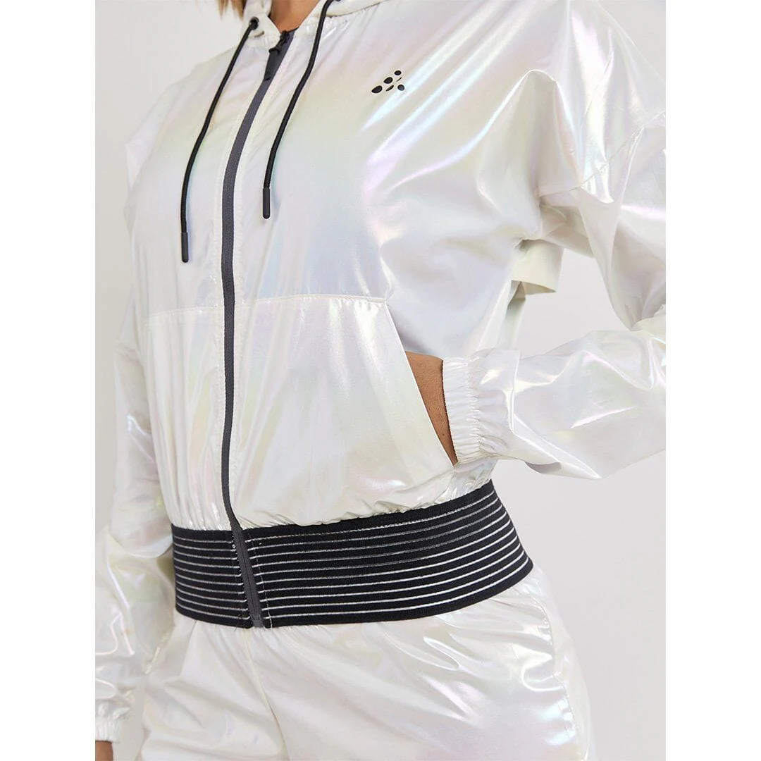 Women's Untmd Shiny Hood Training Jacket - SILVER - Image 4
