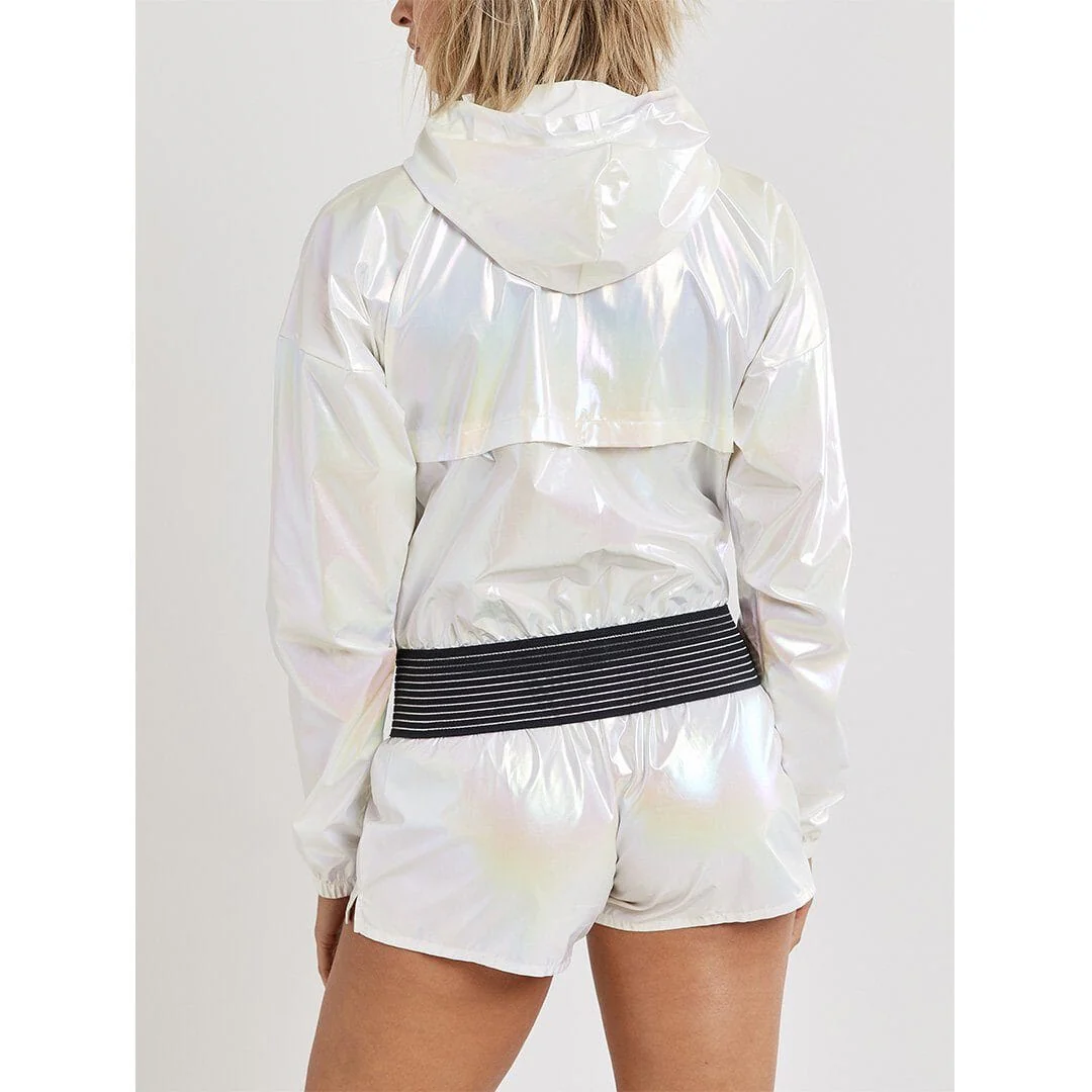 Women's Untmd Shiny Hood Training Jacket - SILVER - Image 5