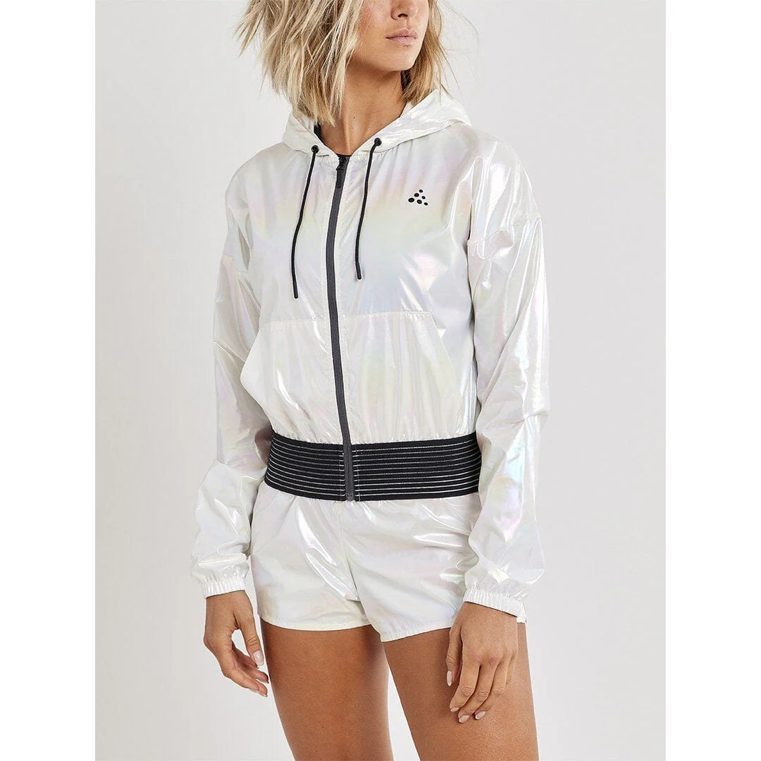 Women's Untmd Shiny Hood Training Jacket - SILVER - Image 6